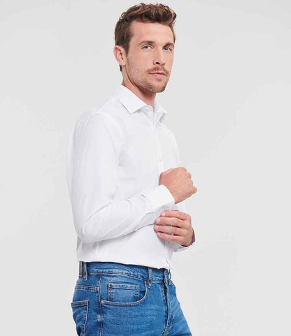 Russell Russell Athletic Collection Long Sleeve Ultimate Stretch Shirt White