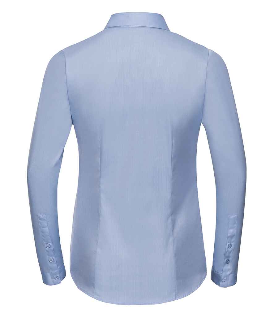 Russell Russell Athletic Collection Ladies Long Sleeve Herringbone Shirt Light Blue
