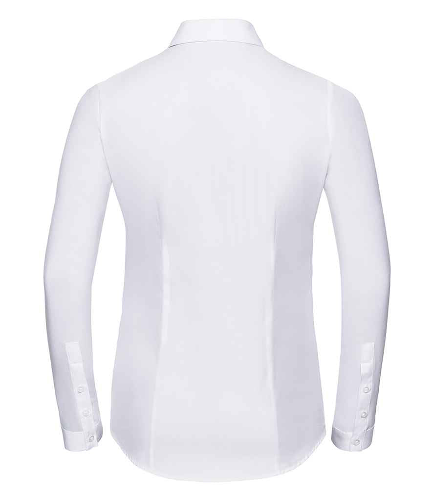 Russell Russell Athletic Collection Ladies Long Sleeve Herringbone Shirt White