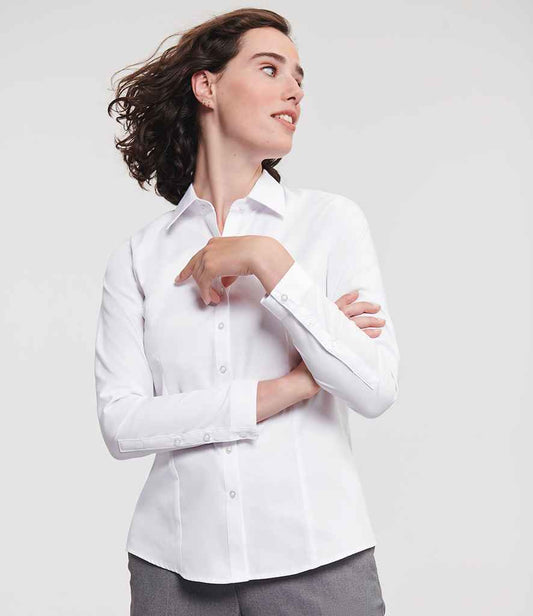 Russell Russell Athletic Collection Ladies Long Sleeve Herringbone Shirt