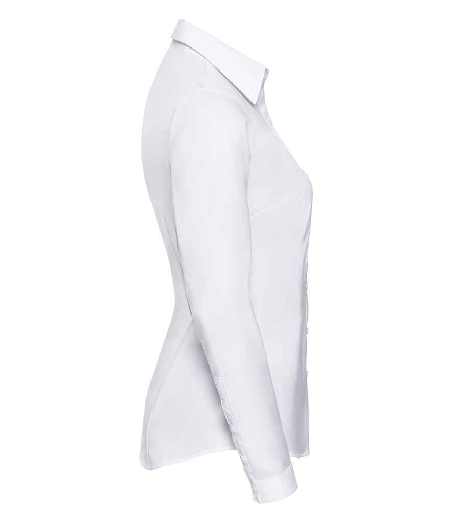 Russell Russell Athletic Collection Ladies Long Sleeve Herringbone Shirt White