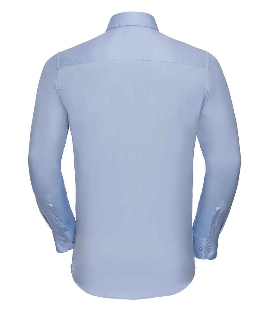 Russell Russell Athletic Collection Long Sleeve Herringbone Shirt Light Blue