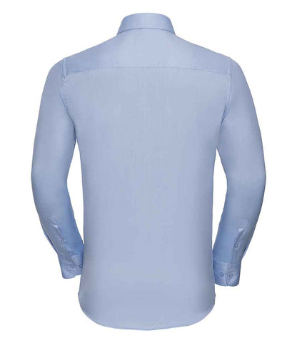 Russell Russell Athletic Collection Long Sleeve Herringbone Shirt Light Blue