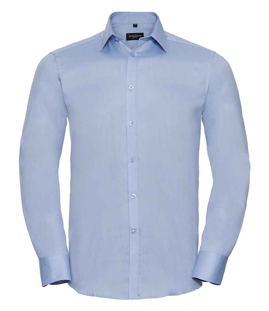 Russell Russell Athletic Collection Long Sleeve Herringbone Shirt Light Blue