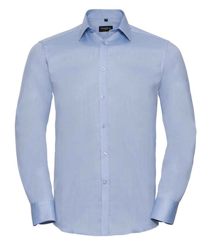 Russell Russell Athletic Collection Long Sleeve Herringbone Shirt Light Blue