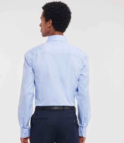 Russell Russell Athletic Collection Long Sleeve Herringbone Shirt Light Blue