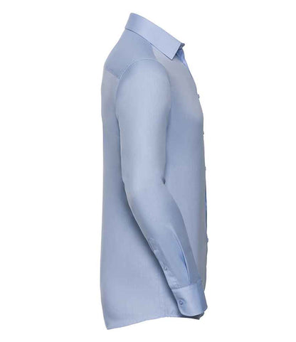 Russell Russell Athletic Collection Long Sleeve Herringbone Shirt Light Blue