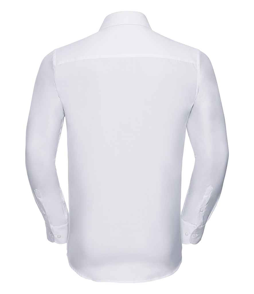 Russell Russell Athletic Collection Long Sleeve Herringbone Shirt White