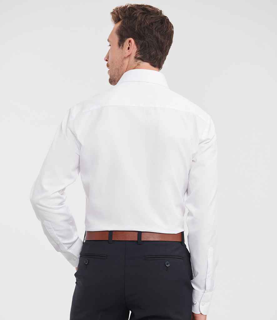 Russell Russell Athletic Collection Long Sleeve Herringbone Shirt White