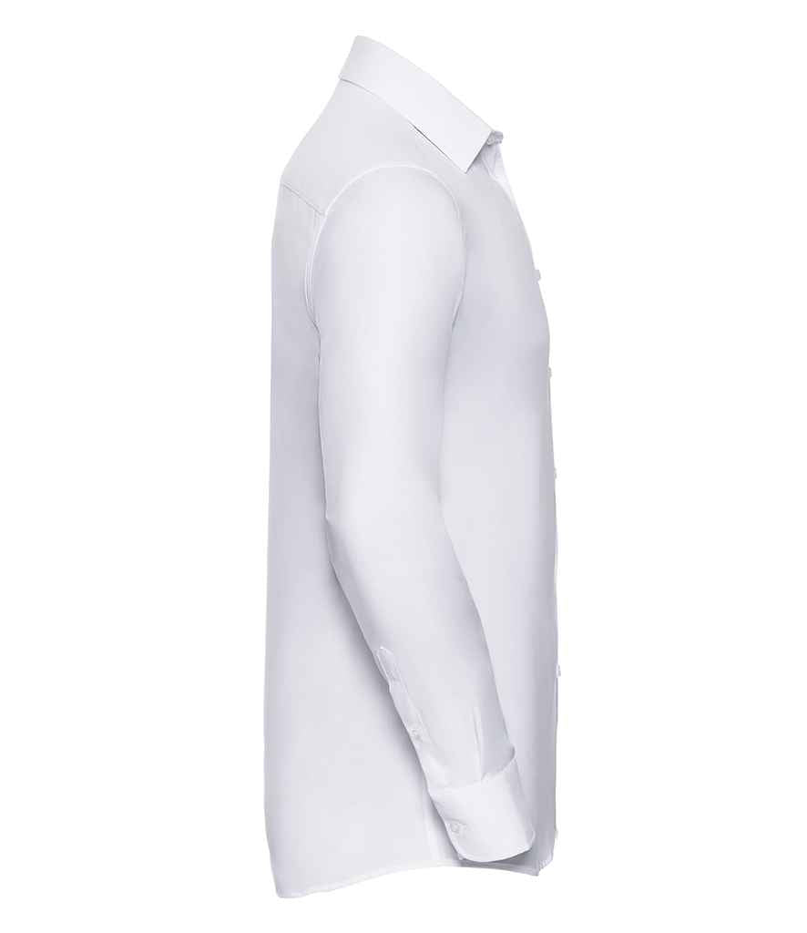 Russell Russell Athletic Collection Long Sleeve Herringbone Shirt White