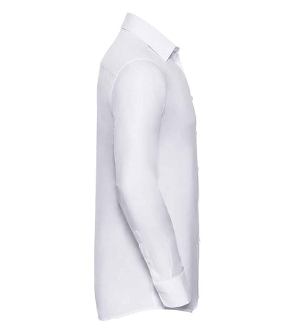 Russell Russell Athletic Collection Long Sleeve Herringbone Shirt White