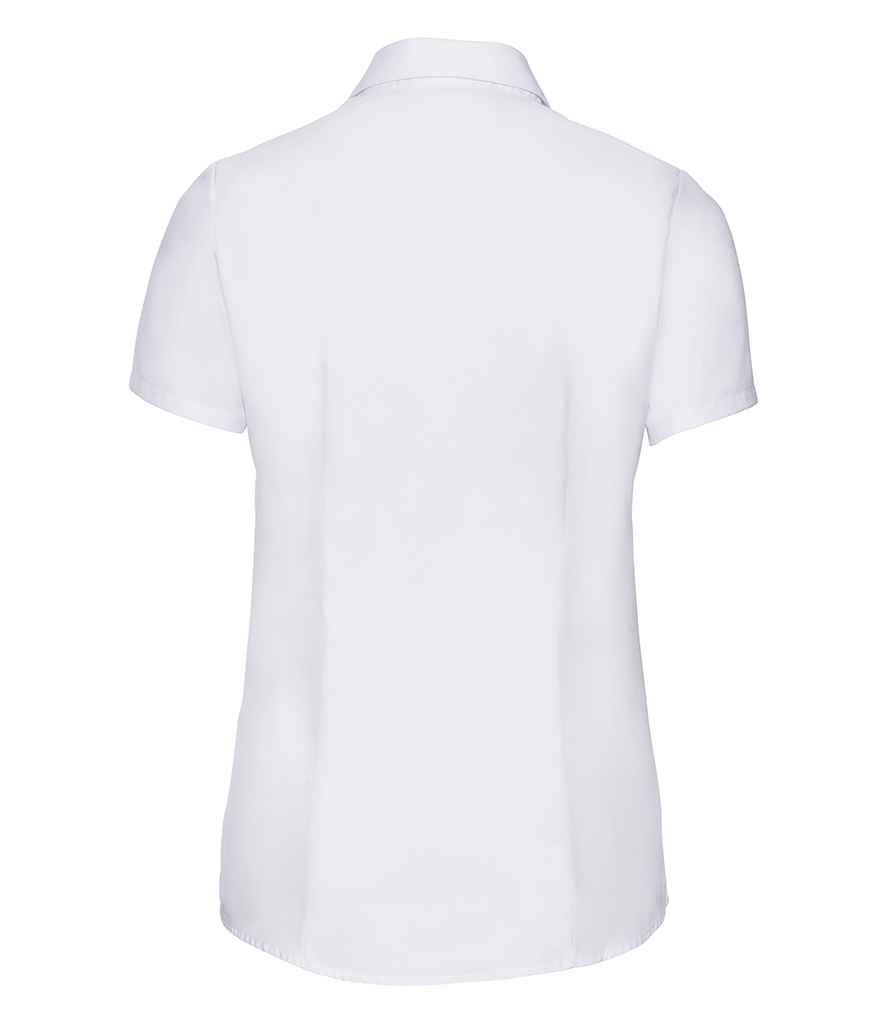 Russell Russell Athletic Collection Ladies Short Sleeve Herringbone Shirt White