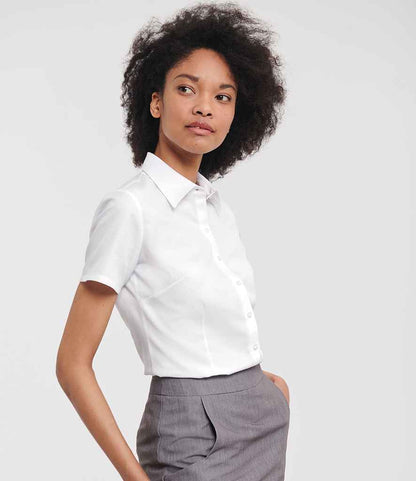 Russell Russell Athletic Collection Ladies Short Sleeve Herringbone Shirt