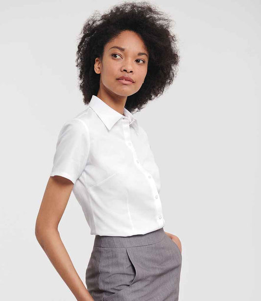 Russell Russell Athletic Collection Ladies Short Sleeve Herringbone Shirt