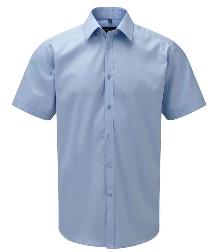 Russell Russell Athletic Collection Short Sleeve Herringbone Shirt Light Blue