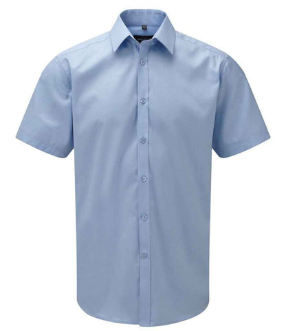 Russell Russell Athletic Collection Short Sleeve Herringbone Shirt Light Blue