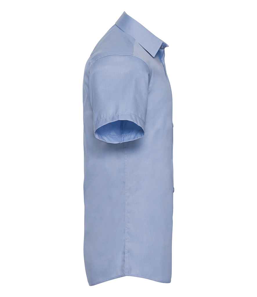 Russell Russell Athletic Collection Short Sleeve Herringbone Shirt Light Blue