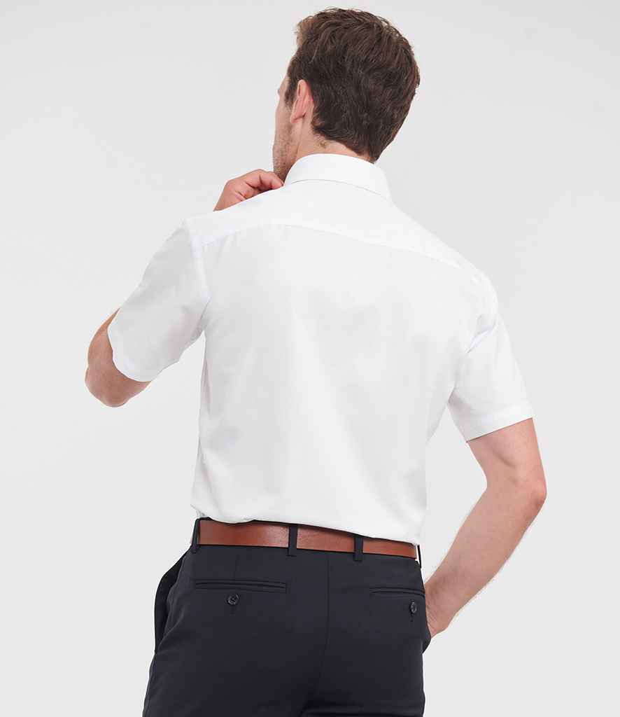 Russell Russell Athletic Collection Short Sleeve Herringbone Shirt White