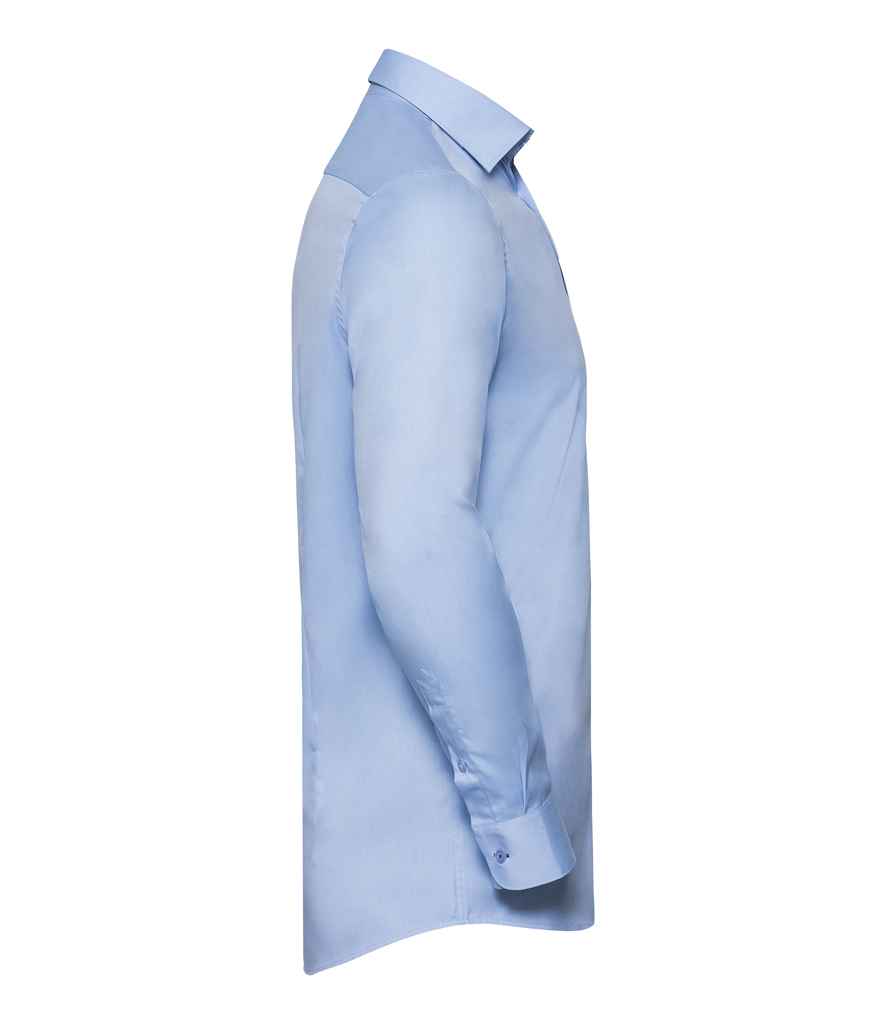 Russell Russell Athletic Collection Long Sleeve Contrast Herringbone Shirt Light Blue/Mid Blue
