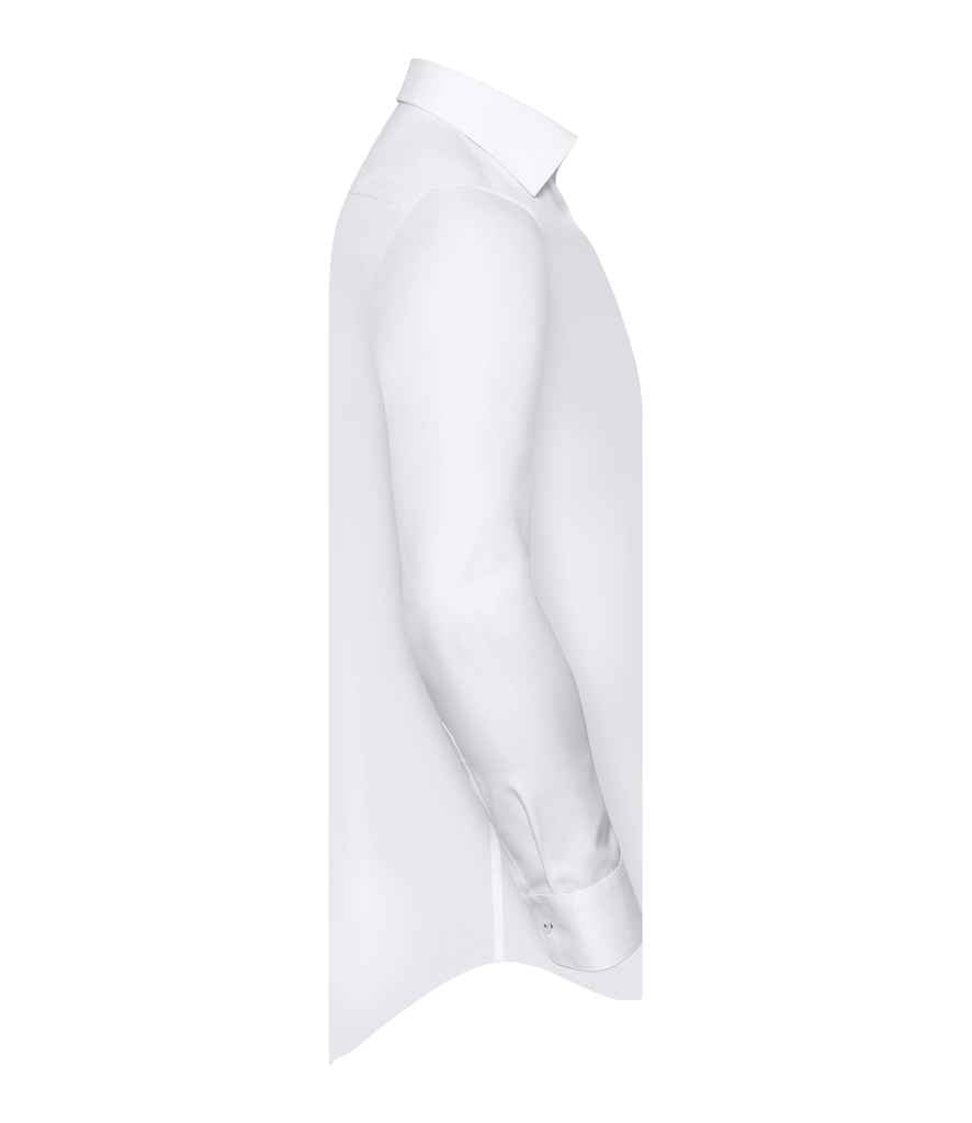 Russell Russell Athletic Collection Long Sleeve Contrast Herringbone Shirt White/Silver