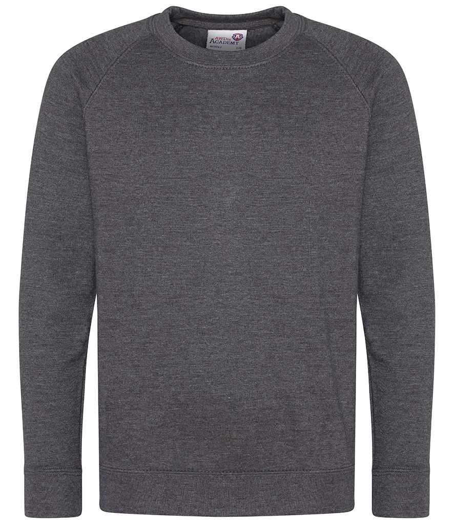 AWDis Academy Kids Raglan Sweatshirt in Charcoal