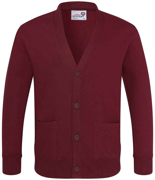 AWDis Academy Kids Sweat Cardigan in Burgundy