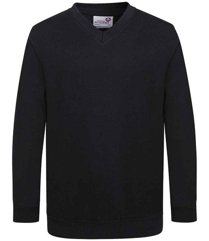 AWDis Academy Kids V Neck Sweatshirt in Black