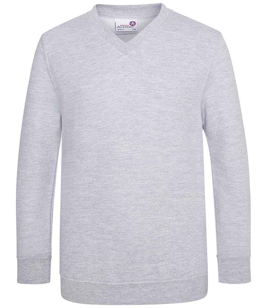 AWDis Academy Kids V Neck Sweatshirt in Grey