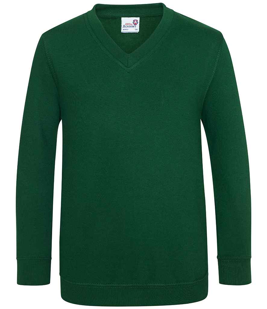 AWDis Academy Kids V Neck Sweatshirt in Green