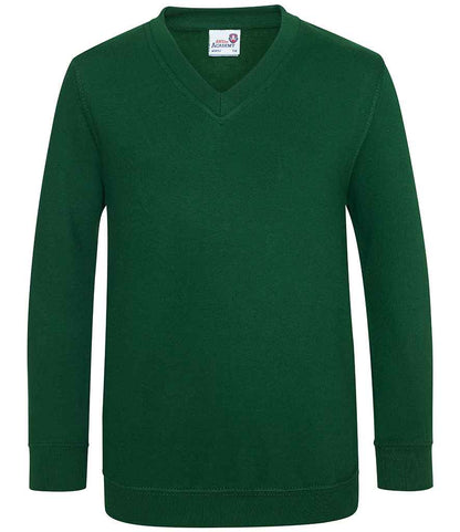 AWDis Academy Kids V Neck Sweatshirt in Green