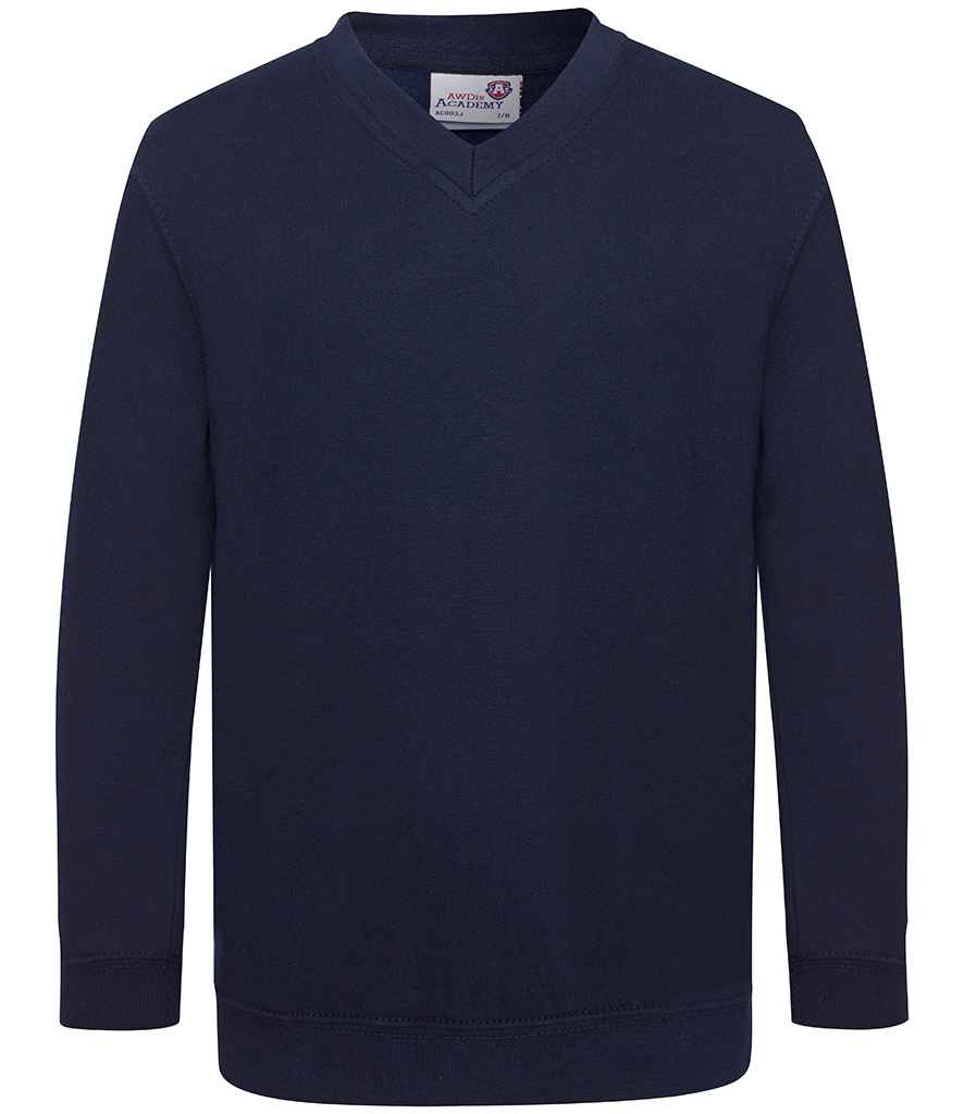 AWDis Academy Kids V Neck Sweatshirt in Navy