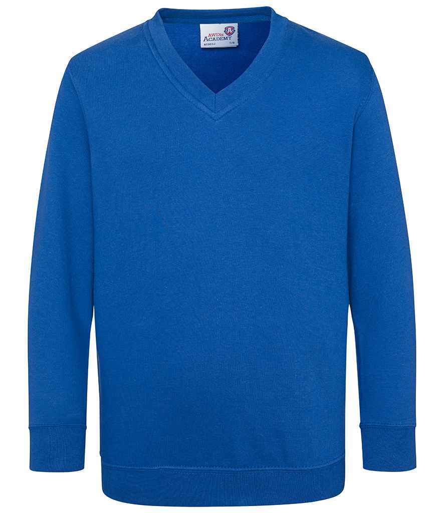 AWDis Academy Kids V Neck Sweatshirt in Royal Blue