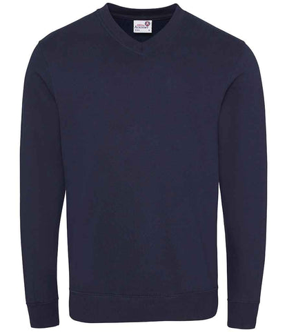 AWDis Academy Senior V Neck Sweatshirt in Navy