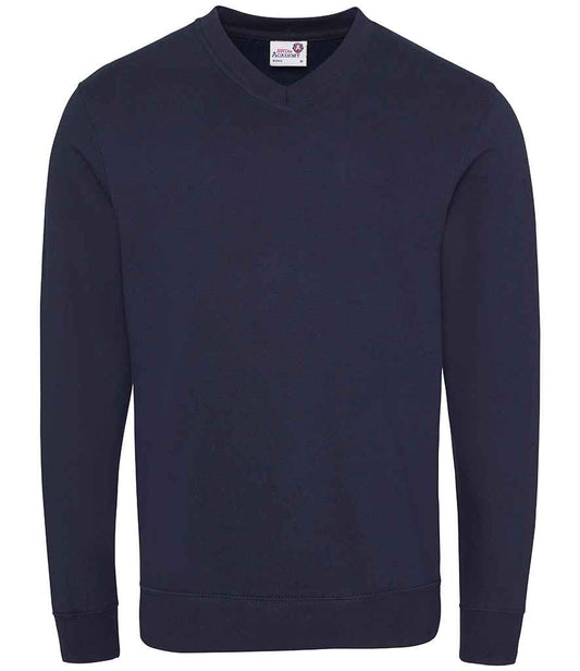 AWDis Academy Senior V Neck Sweatshirt in Navy