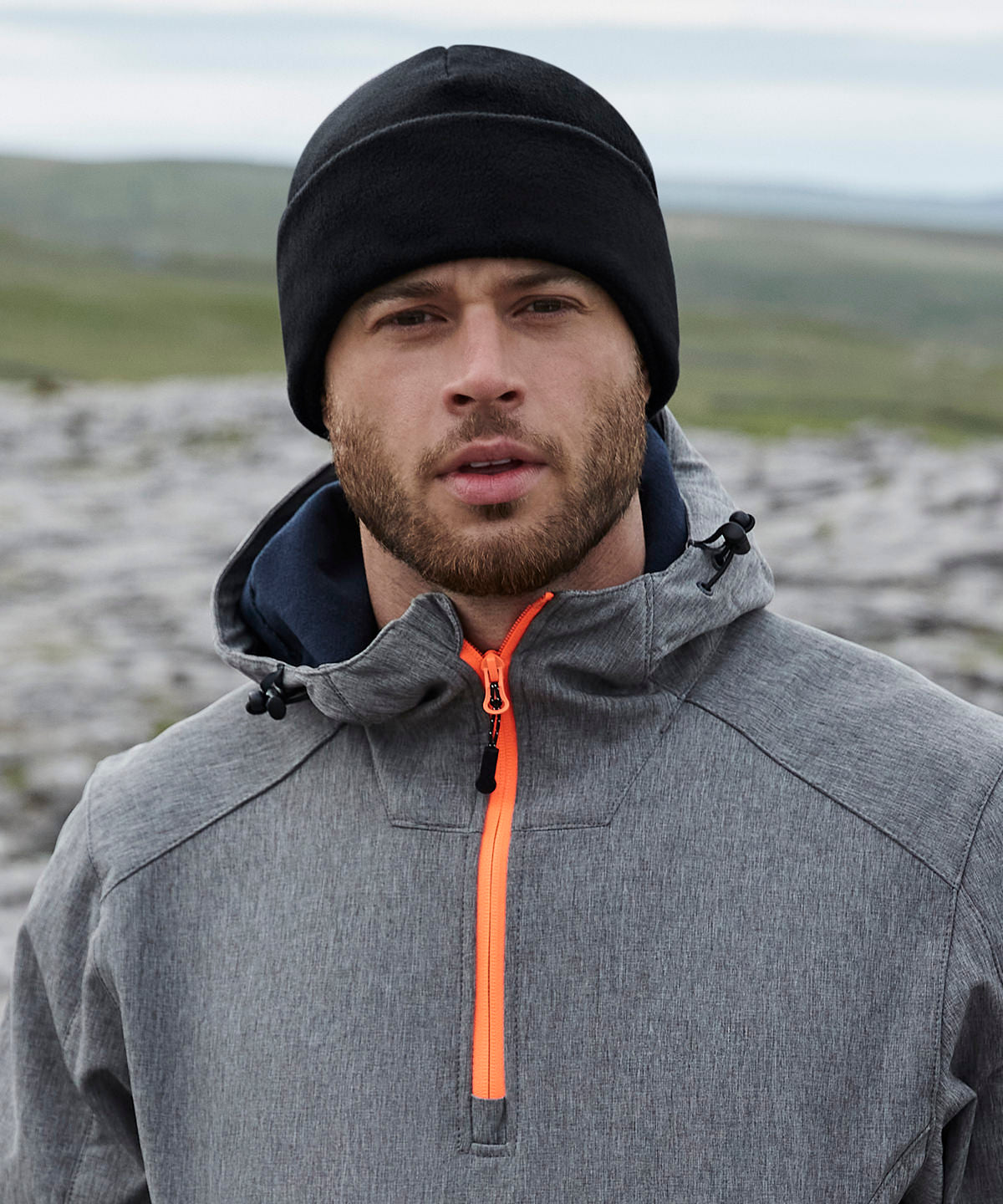 Beechfield Recycled fleece cuffed beanie Black