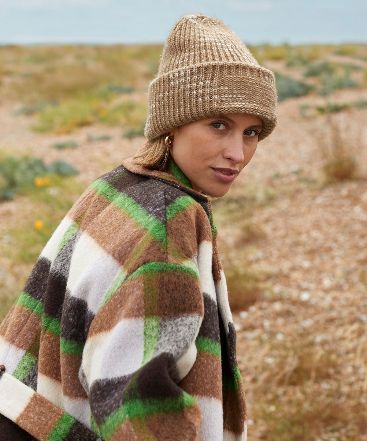 Beechfield Chunky knit reverse patch beanie Cloudy Haze