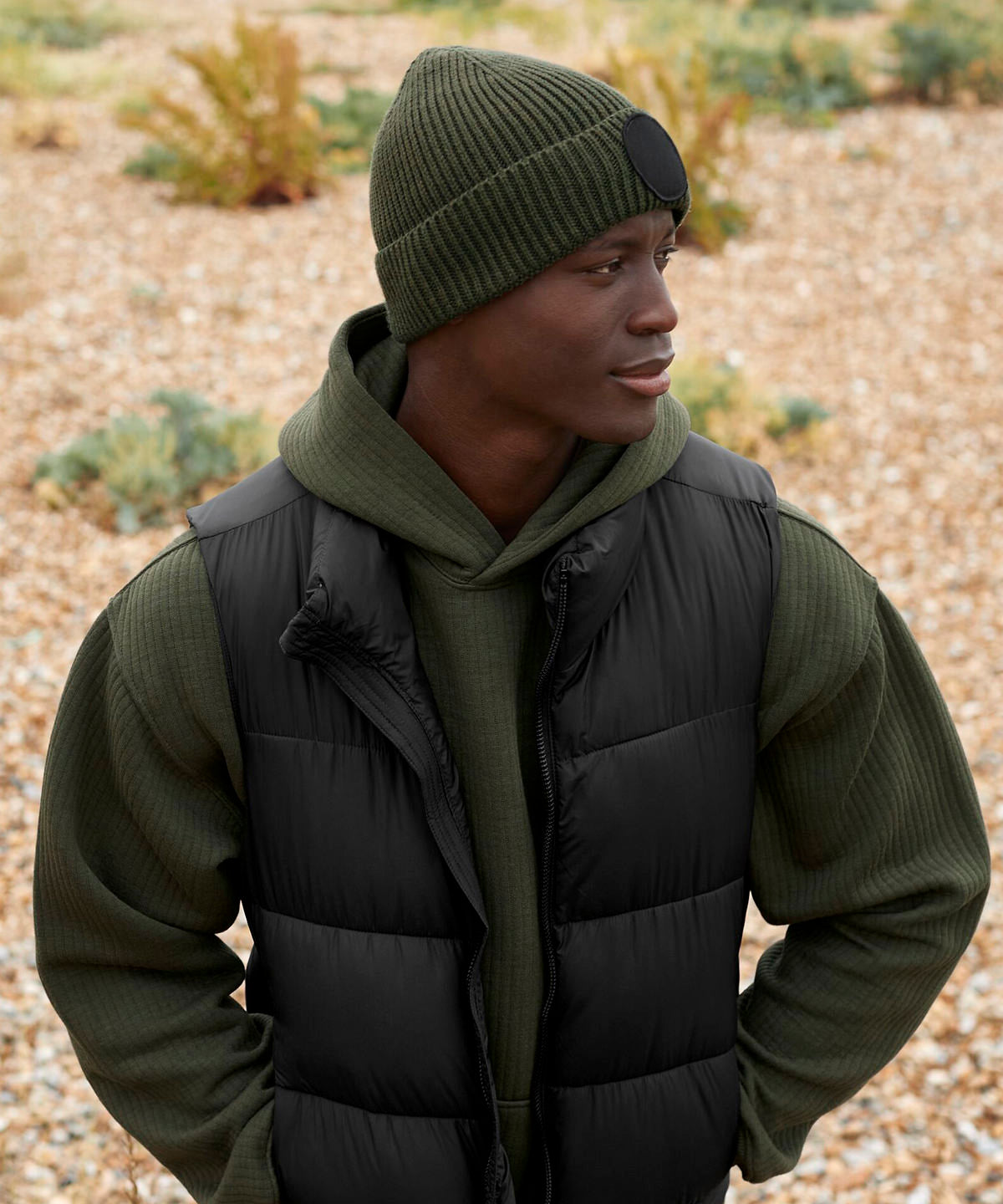 Beechfield Circular fashion patch beanie Airforce Blue/Black