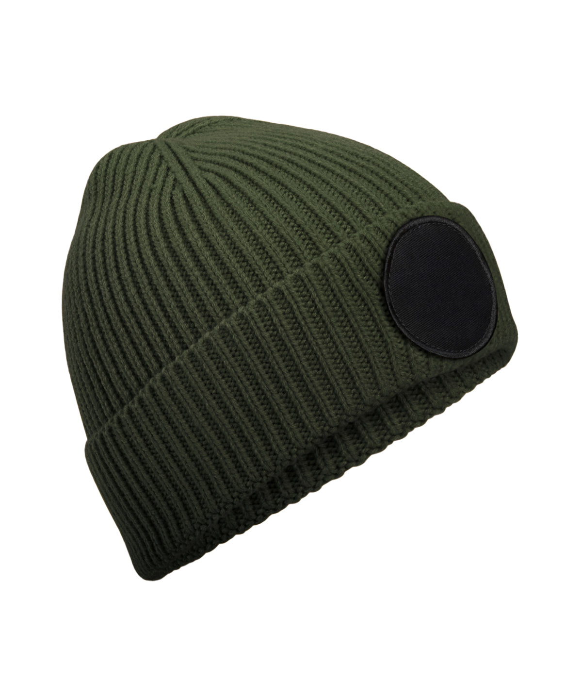Beechfield Circular fashion patch beanie Olive Green/Black