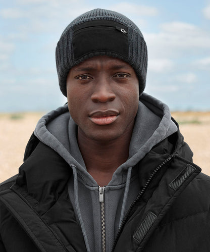 Beechfield Zip patch beanie Black