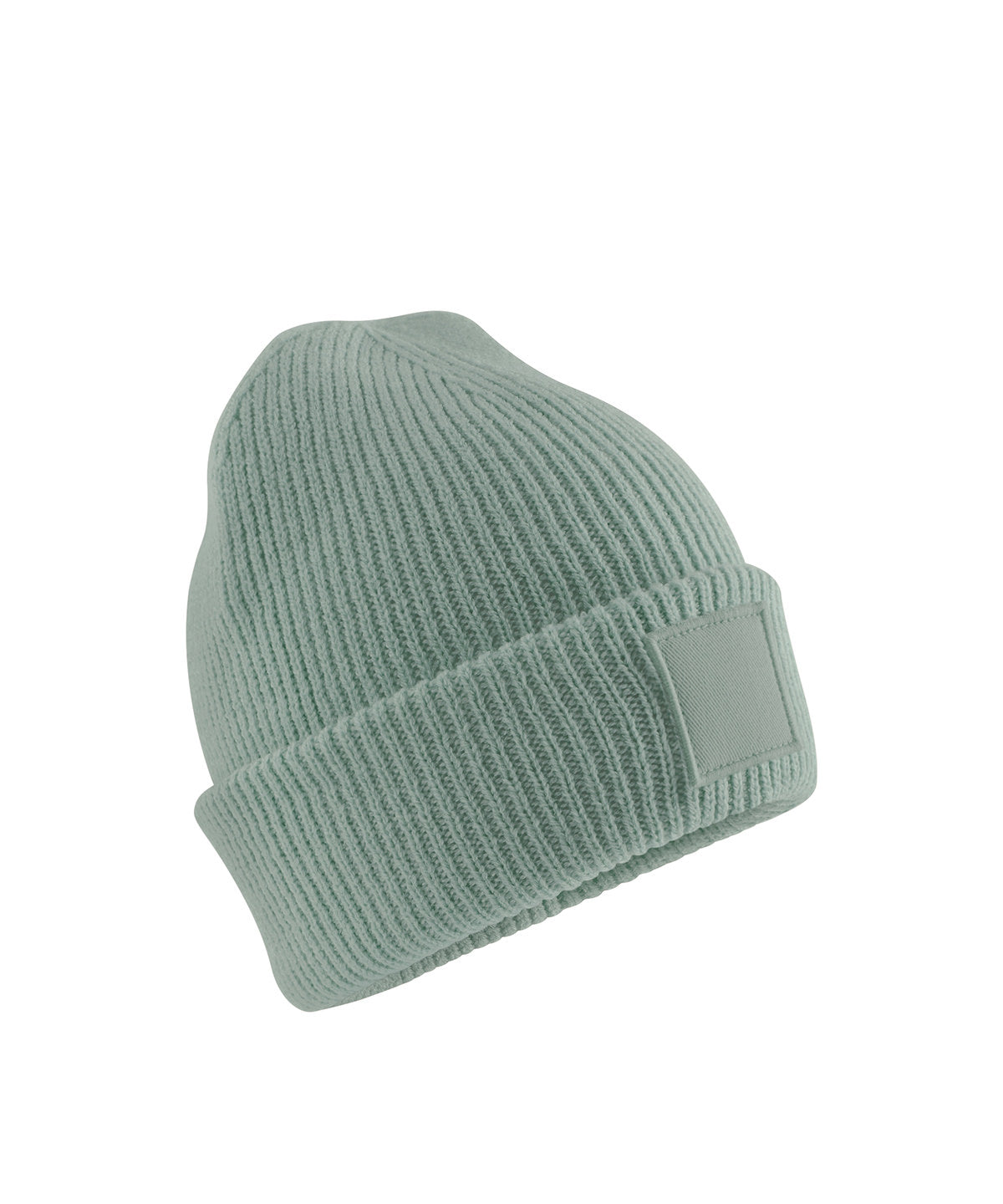 Beechfield Kids deep cuffed tonal patch beanie Dusty Green