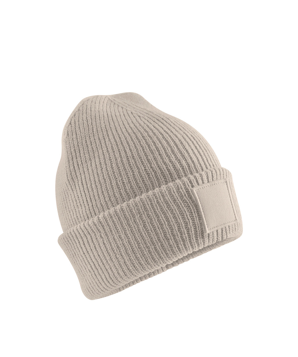 Beechfield Kids deep cuffed tonal patch beanie Natural Stone