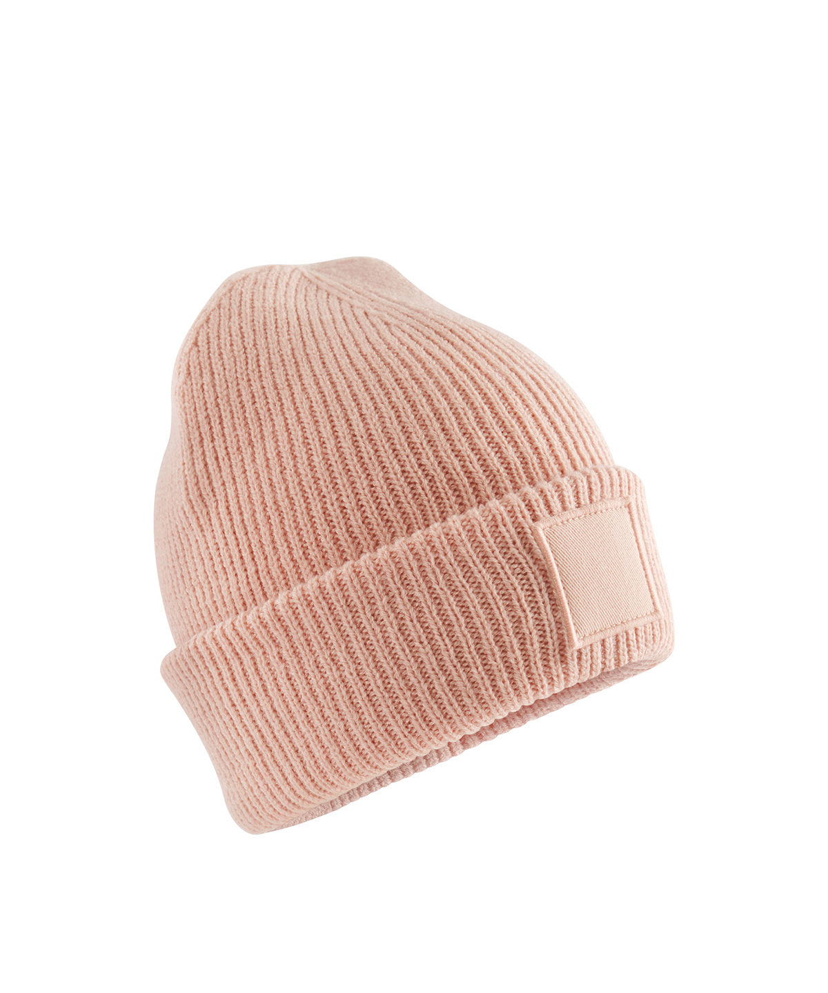 Beechfield Kids deep cuffed tonal patch beanie Peach