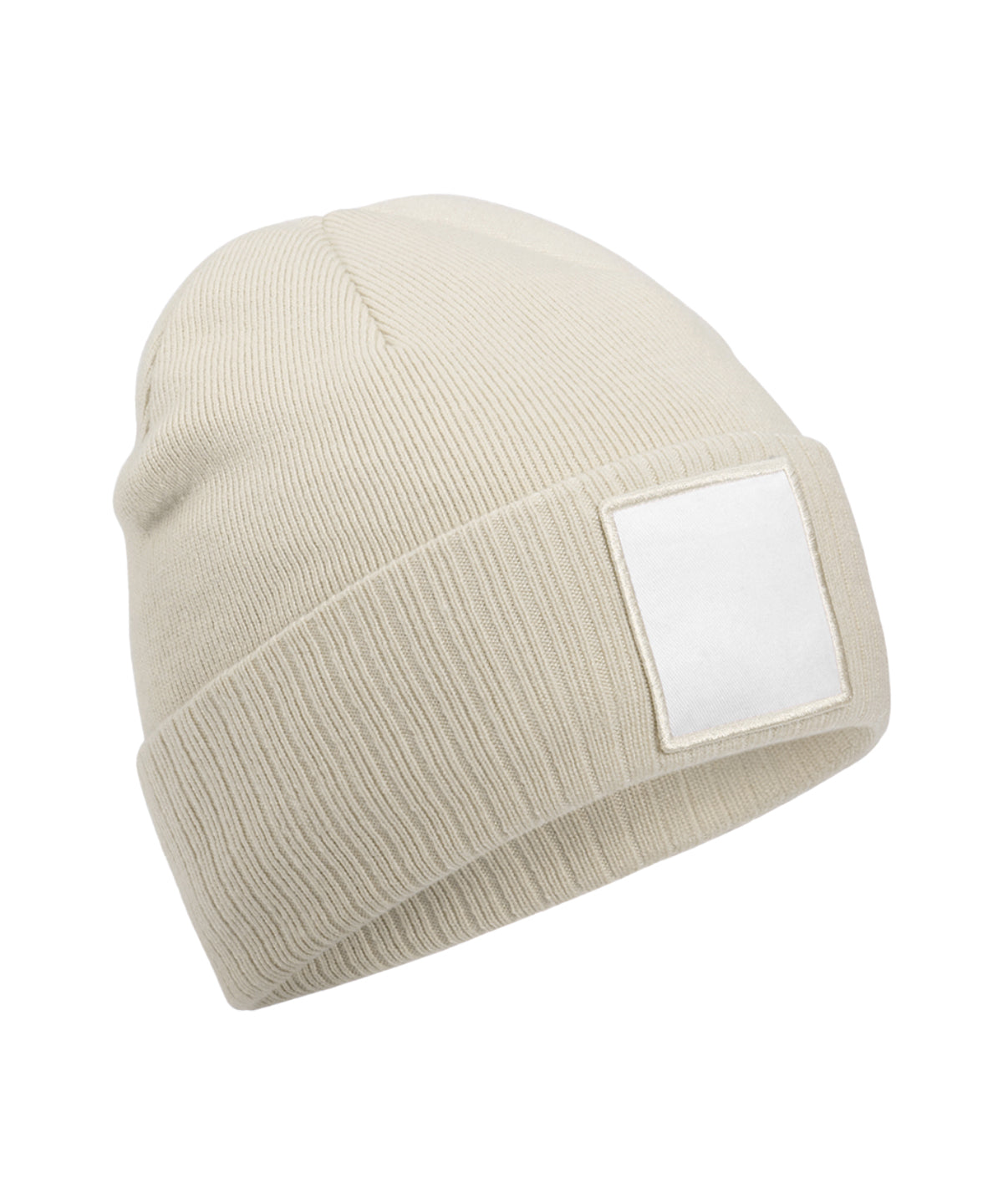 Beechfield Appliqué patch beanie Oatmeal/White