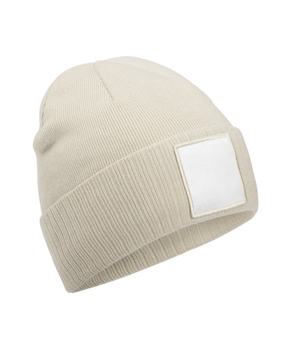 Beechfield Appliqué patch beanie Oatmeal/White