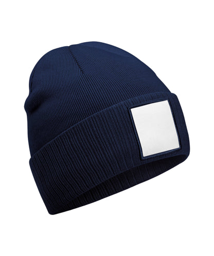 Beechfield Appliqué patch beanie Oxford Navy/White