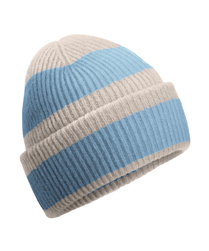 Beechfield Colour block beanie Natural Stone/Dusty Blue