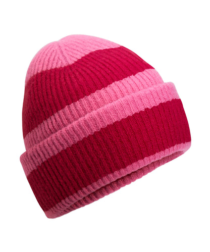 Beechfield Colour block beanie True Pink/Classic Red