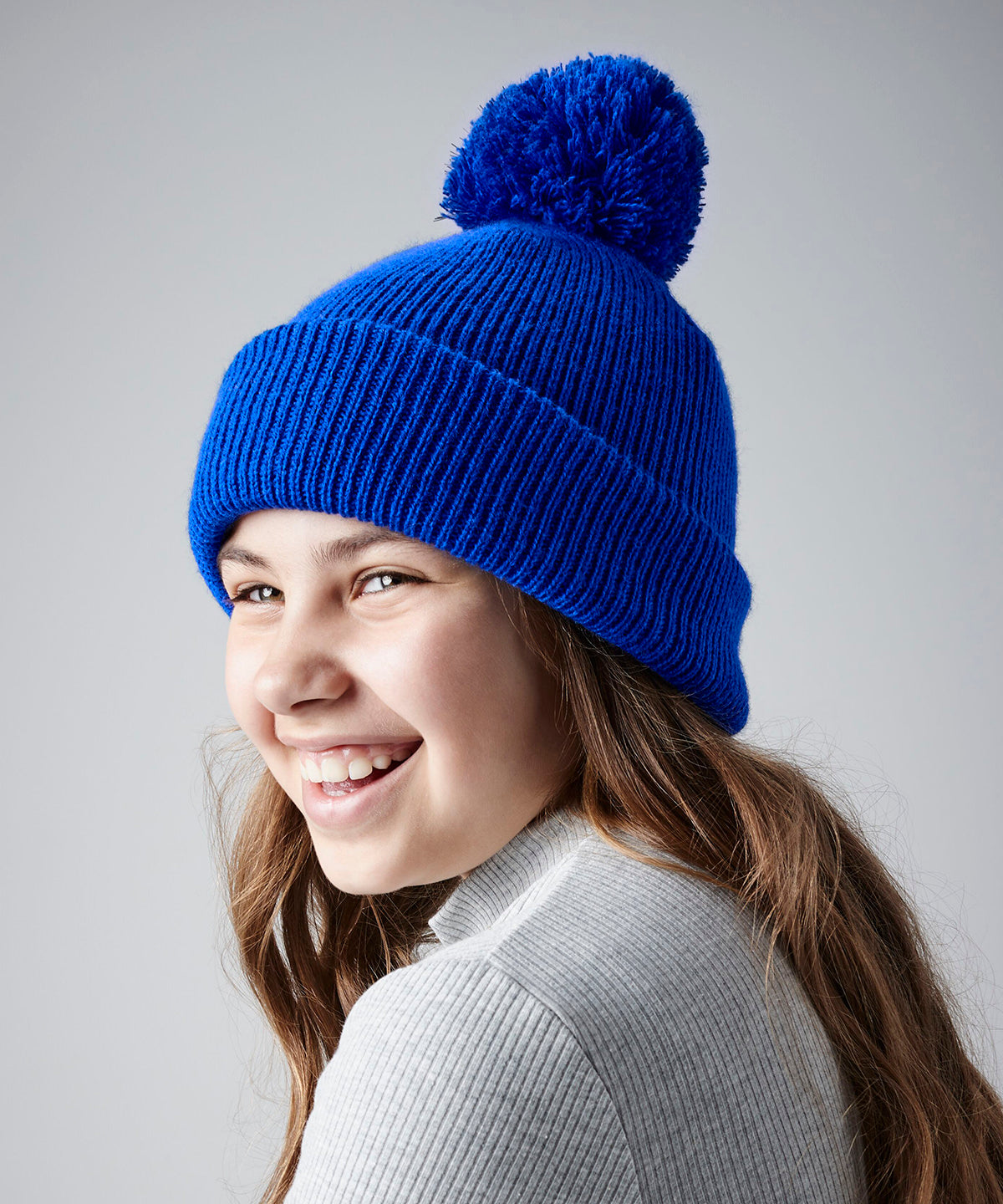 Beechfield Junior reflective bobble beanie Black