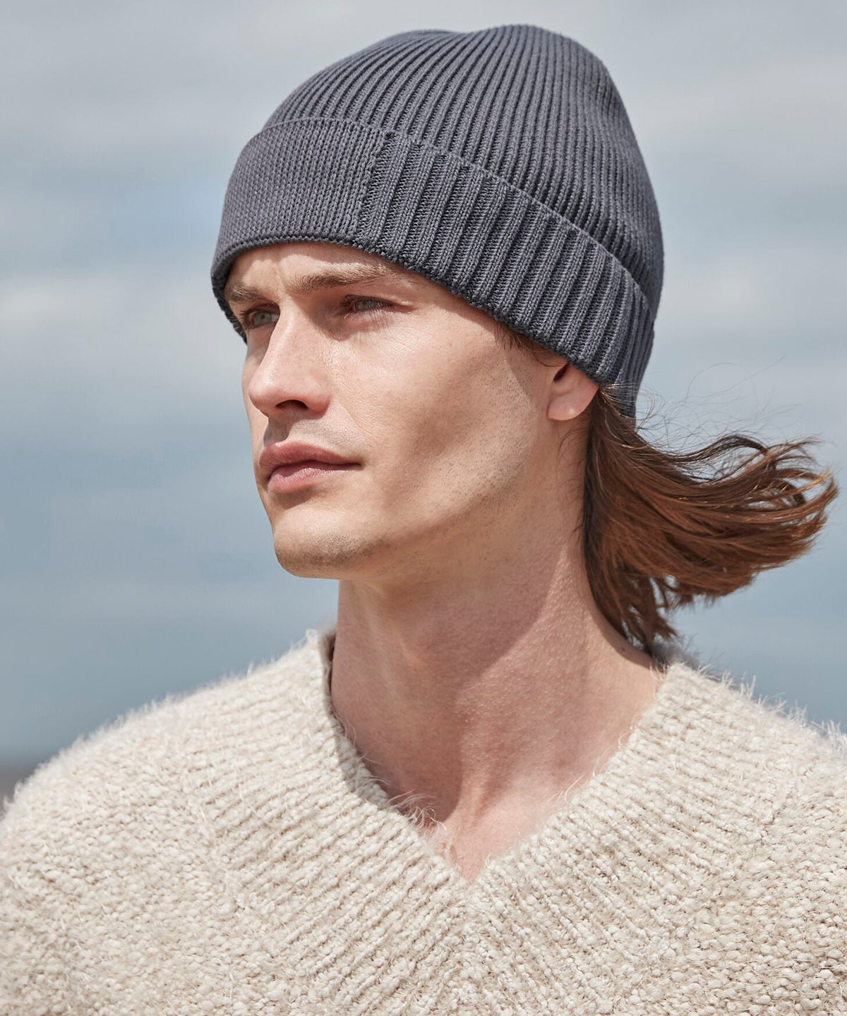Beechfield Organic cotton engineered patch beanie Black