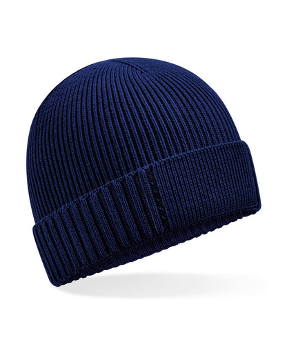 Beechfield Organic cotton engineered patch beanie Oxford Navy